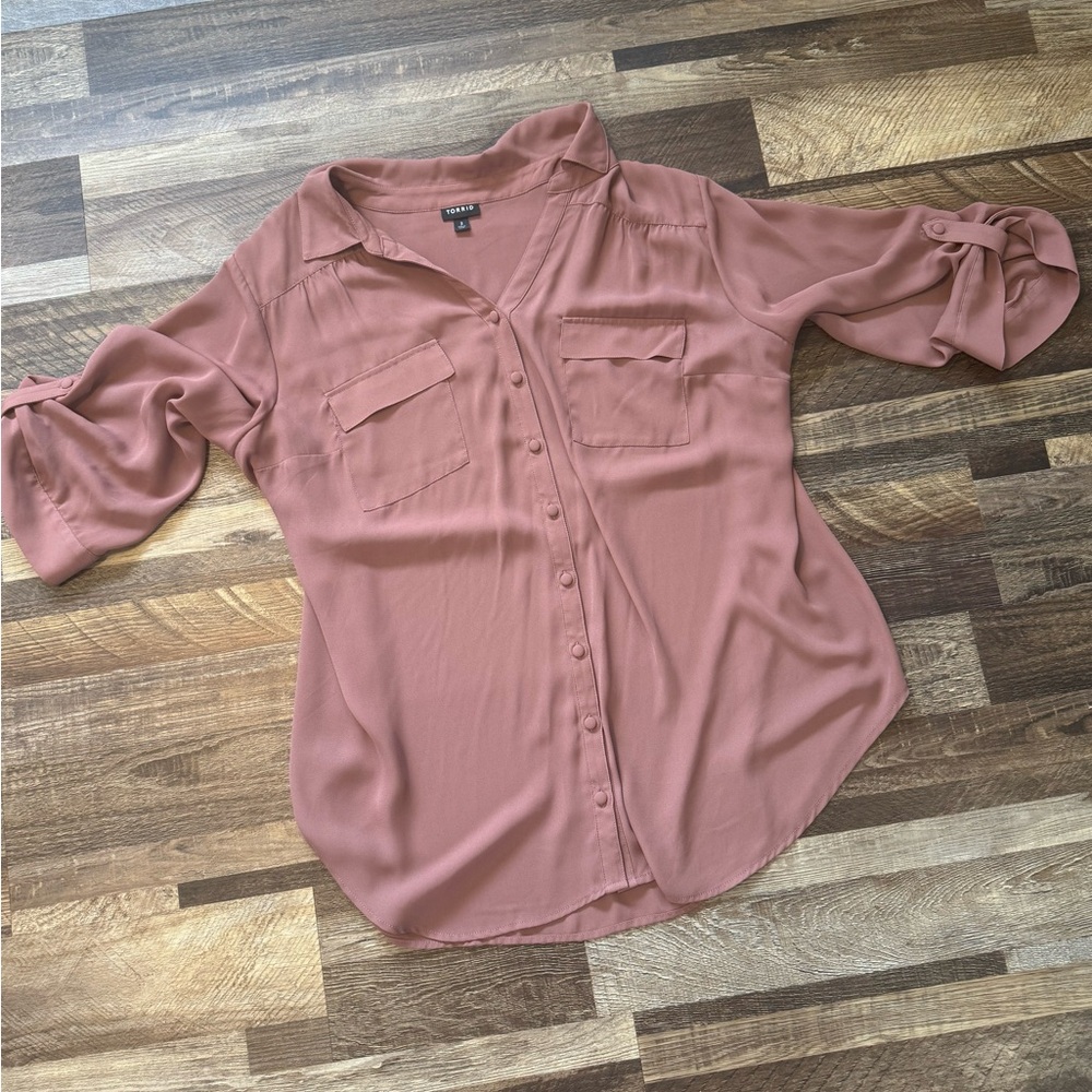 Elegant Mauve Button-Down Shirt